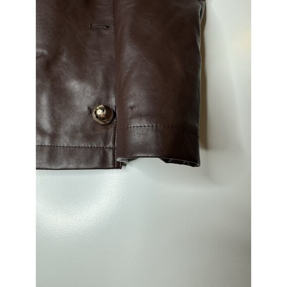 Kendall Kylie Plus Size Faux Leather Button Skirt Brown Size 3X New With Tags - Picture 5 of 12